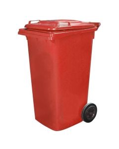 Garbage bin, 240 lt, plastic, red, 72x58xH106 cm