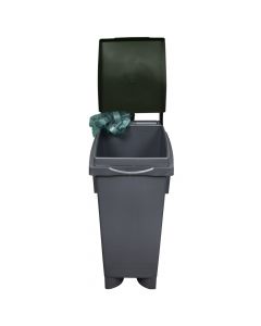 Kosh mbeturinash për ambjent të jashtëm, 80 lt, plastik, gri/jeshile, 38x50xH80 cm