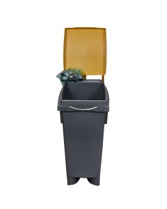 Kosh mbeturinash për ambjent të jashtëm, 80 lt, plastik, gri/verdhë, 38x50xH80 cm