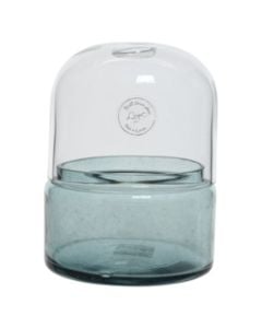 Candle holder, glass, blue/clear, Dia.17 xH24 cm