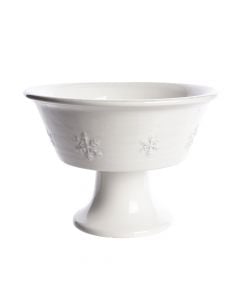 Pjatë dekorative, qeramike, e bardhë, Ø25 xH18 cm
