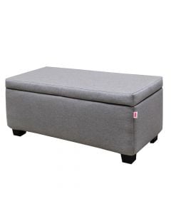 Stool and storage box, plastic, textile upholstery, grey, 105.3x43.5xH44.5 cm, 50-240 kg