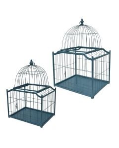 Bird cage, 2 pcs, metal, turqouise, 30x45x63 cm;40x60x88 cm