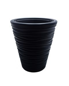 Flower pot, round, sand, plastic, anthracite, Ø29.3 xH27.7 cm, 12 lt