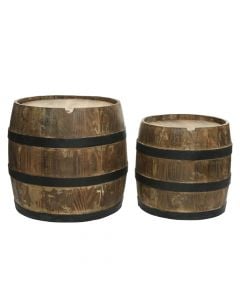 Table, Wine barrel, set of 2 pcs, wooden, brown,