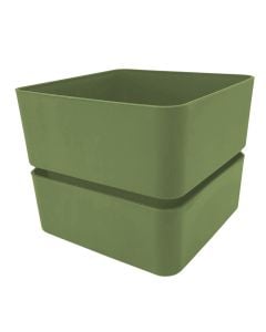 Flower pot, square, plastic, olive green, 12x12xH11 cm, 0.75 lt