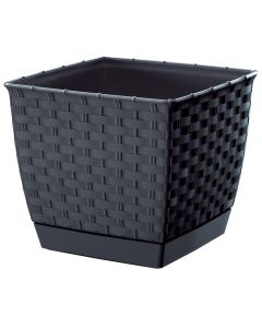 Vazo lulesh, katrore, Rotolla, plastike, antrasit, pjatë e përfshirë, 25x25xH22 cm, 8.2 lt