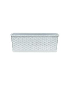 Flower pot, rectangular, Rotolla case P, plastic, white, saucer included, 39.1x17.3xH15 cm, 6.3 lt