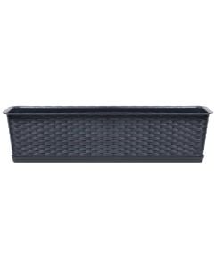 Flower pot, rectangular, Rotolla case P, plastic, anthracite, saucer included, 78.3x17.3xH15 cm, 13.5 lt