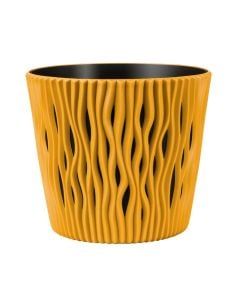 Flower pot, round, Sandy, plastic, mustard, no saucer, Ø12.8 xH11.1 cm, 0.9 lt