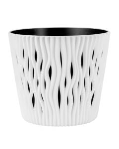 Flower pot, round, Sandy, plastic, white, no saucer, Ø18.9 xH16.5 cm, 3 lt