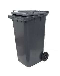 Garbage bin, plastic, anthracite, with lid, with wheels, 72x58xH106 cm, 240 lt