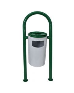 Garbage bin, metal, white/green, 50x48xH115 cm