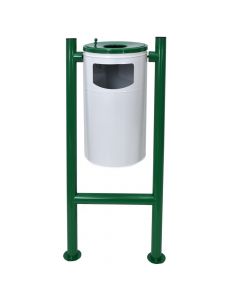 Garbage bin, metal, white/green, 50x45xH100 cm