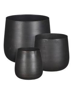 Flower pot, set of 3 pcs, black, Ø11 xH11.5 cm; Ø13 xH12 cm; Ø18.5 xH16 cm