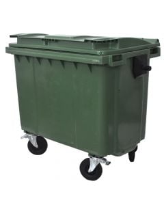 Kosh mbeturinash për ambient të jashtëm, 1100 lt, plastik, jeshil