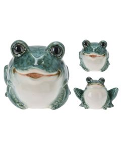 Garden decoration, Frog, porcelain, green, 18.5x10xH12 cm