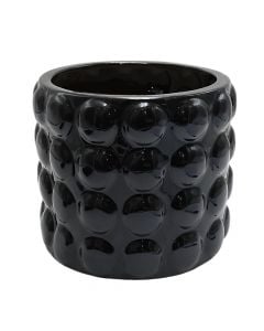 Vazo lulesh, qeramike, e zezë, 21x21x17.5 cm