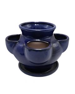Flower pot, ceramic, blue, 21x17x16 cm