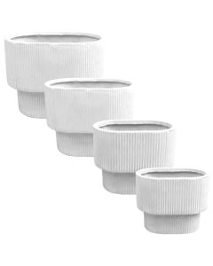 Flower pot, set 4 pieces, fibreclay, white, 34x22x26 cm; 45x29x34 cm; 55x36x43 cm; 67x43x51 cm