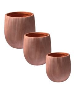 Flower pot, set 3 pieces, fibreclay, terracotta, 22x22x22 cm; 31.5x31.5x32 cm; 44x44x44 cm