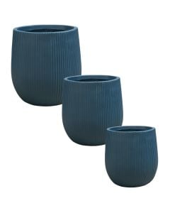 Flower pot, set 3 pieces, fibreclay, blue, 22x22x22 cm; 31.5x31.5x32 cm; 44x44x44 cm