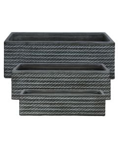 Flower pot, set 3 pieces, fibreclay, black, 58x15x15 cm; 65x21x21 cm; 74x27x27 cm