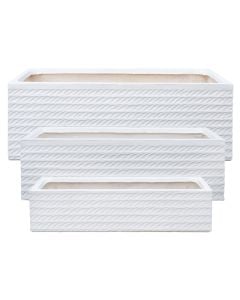 Flower pot, set 3 pieces, fibreclay, white, 58x15x15 cm; 65x21x21 cm; 74x27x27 cm