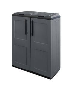Cabinet with 2 lids, for garbage, polypropylene, anthracite, 68x37xH84 cm