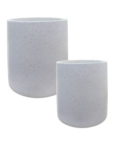 Flower pot, set 2 pieces, concrete, white, M: 47x47xH55cm, L: 65x65xH70cm