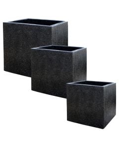 Flower pot, set 3 pieces, concrete, white, S: 40x40xH40 cm; M: 50x50xH50cm; L: 60x60x60cm