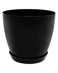 Flower pot, round, plastic, black, Ø28xH26 cm