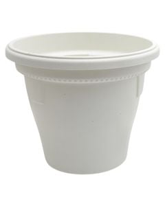 Vazo lulesh, rrethore, plastike, e bardhë, Ø29xH25 cm