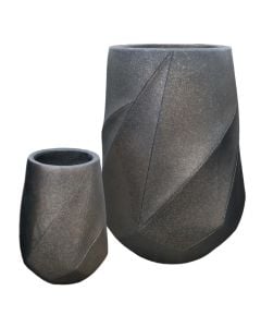 Vazo lulesh, set 2 copë, argjilë, ngjyrë bakri, (31x31xH41.5 cm)x(52.5x52.5xH71.5 cm)