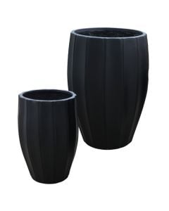 Vazo lulesh, set 2 copë, argjilë, e zezë, (39x39xH55 cm)x(50x50xH71 cm)