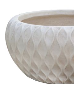 Vazo lulesh, set 2 copë, argjilë, bezhë, (34x34xH15.5 cm)x(47x47xH21.5 cm)