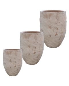 Flower pot, set 3 pieces, ceramic, anterra, (Ø55xH75 cm)x(Ø42xH58 cm)x(Ø32xH45 cm)