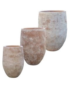 Flower pot, set 3 pieces, ceramic, anterra, (Ø42xH58 cm)x(Ø32xH45 cm)x(Ø22xH32 cm)
