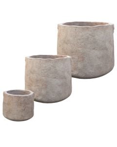 Flower pot, set 3 pieces, ceramic, anterra, (Ø49xH39 cm)x(Ø35xH29 cm)x(26xH21 cm)