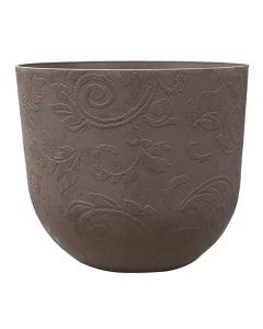 Vazo lulesh, plastike, bezhë e errët, Ø30xH24.7 cm