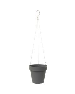 Hanging flower pot, plastic, smoke grey, Ø19.8xH18.4cm