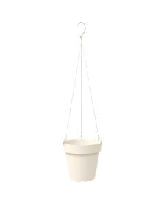 Hanging flower pot, plastic, stone white, Ø19.8xH18.4cm
