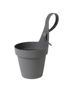 Flower pot, plastic, smoke grey, Ø18.4xH16.8cm
