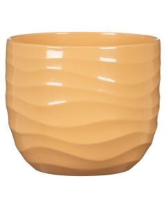 Flower pot, ceramic, yellow beach, Dia.14.8xH12.7 cm