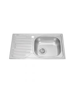 Sink, 1 bowl, left, stainless steel (0.8 mm), silver, 76x43.5xH14 cm