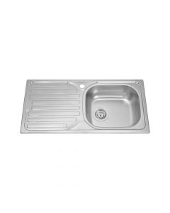 Sink, 1 bowl, left, stainless steel (0.8 mm), silver, 86x43.5xH14 cm