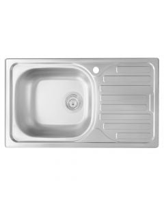 Sink, 1 bowl, right, stainless steel (0.8 mm), silver, 76x43.5xH14 cm