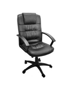 Office chair with casters, plastic structure, PU cover, black, 63x69xH108-118 cm
