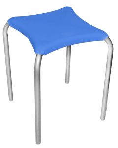 Stool, metal structure, plastic seating, blue, 34 x 34 x H 46 cm
