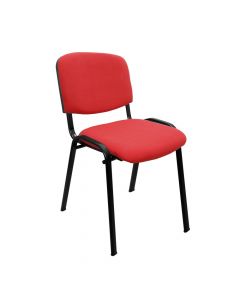 Office chair static, metallic structure, textile fabric, red, 54x58xH81 cm